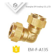 EM-F-A135 Hexagon head brass quick connector 90 degree elbow pipe fitting